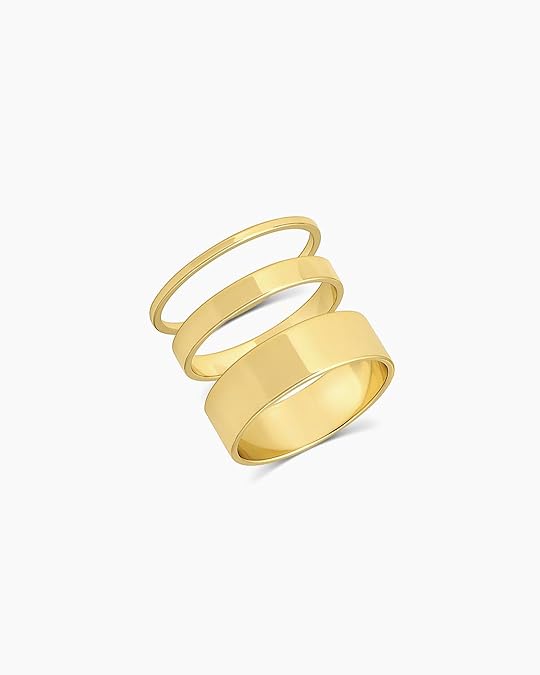 gorjana - Rose Ring Set - 18k Gold Plated Finish - Set of 3 Flat High Shine Bands