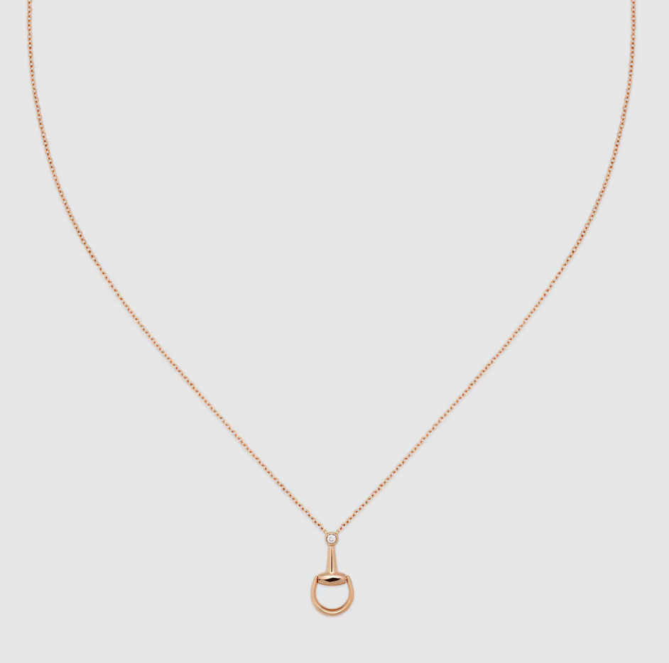 Horsebit 18k diamond pendant necklace