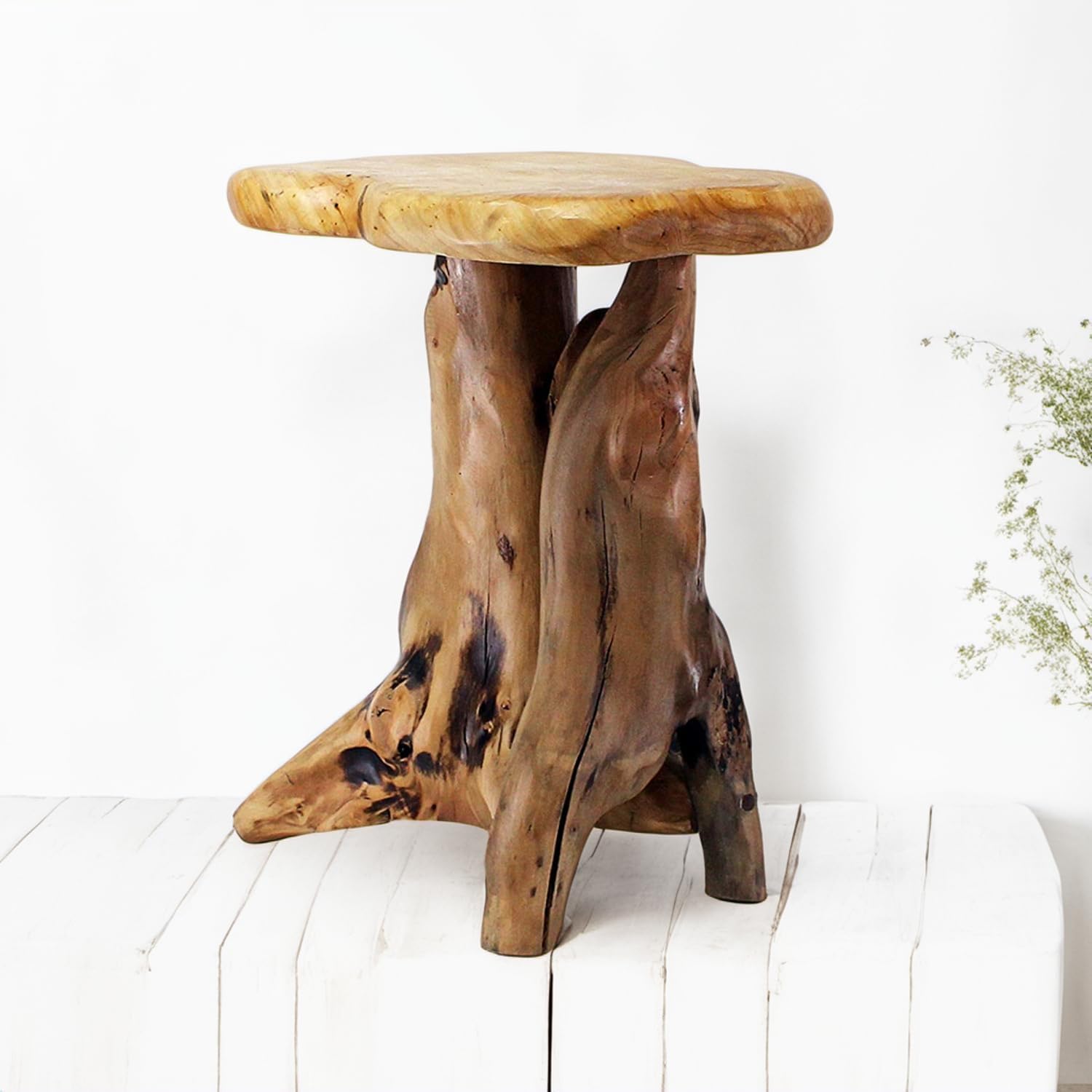 WELLAND Natural Tree Stump Stool