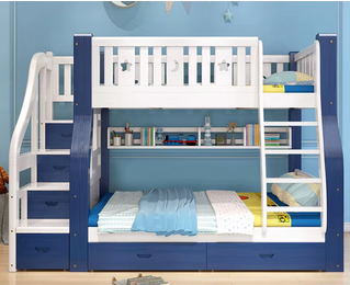 Wood high and low bunk