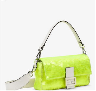 FENDI BAGUETTE BAG - NEON YELLOW SEQUINS