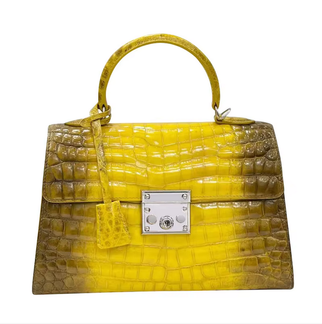 Raw alligator Real precious Crocodile skin Leather Handbag