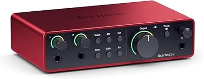 Focusrite Scarlett 2i2 4th Gen USB Audio Interface for Recording, Songwriting, Streaming and Podcasting