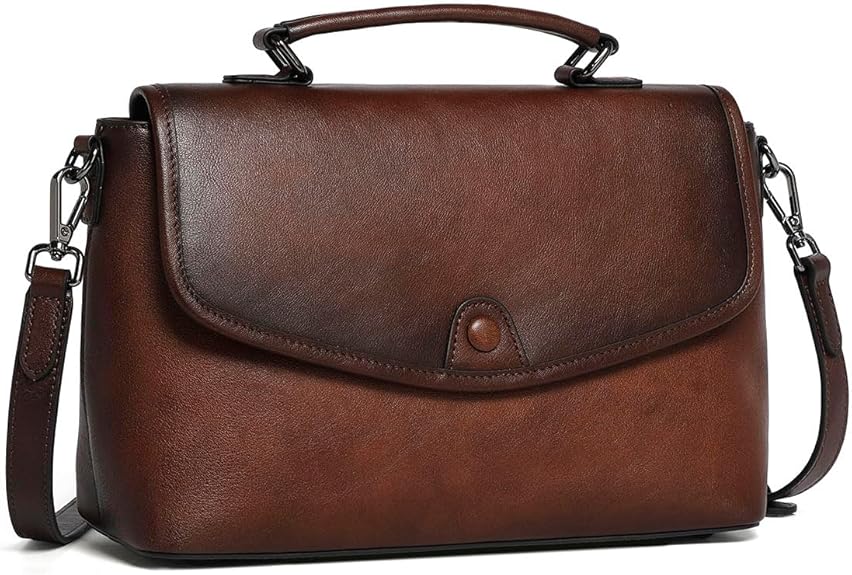 COOLCY Genuine Leather Crossbody Purses Bags for Women Top Handle Satchel Handbags
