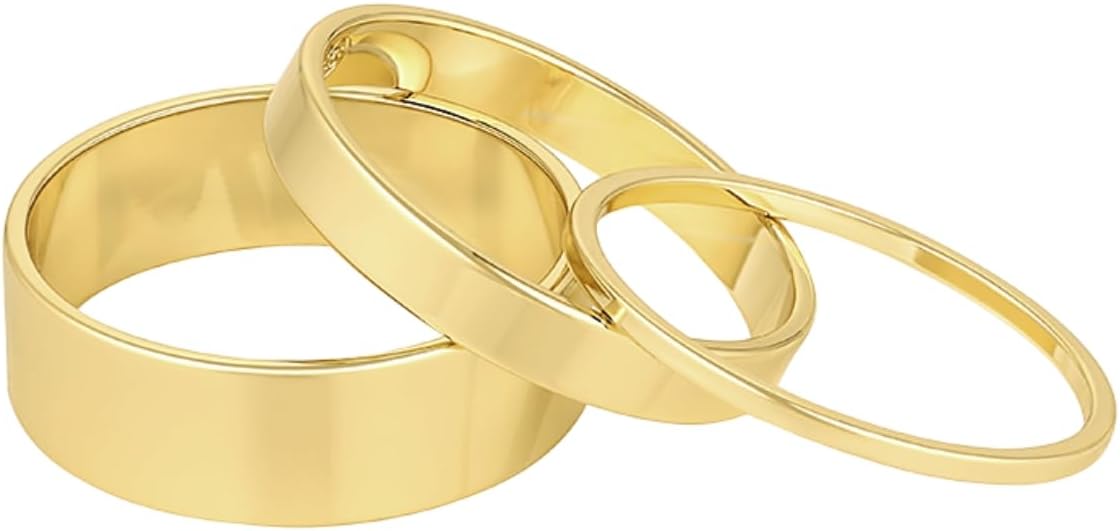 gorjana - Rose Ring Set - 18k Gold Plated Finish - Set of 3 Flat High Shine Bands