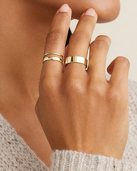 gorjana - Rose Ring Set - 18k Gold Plated Finish - Set of 3 Flat High Shine Bands
