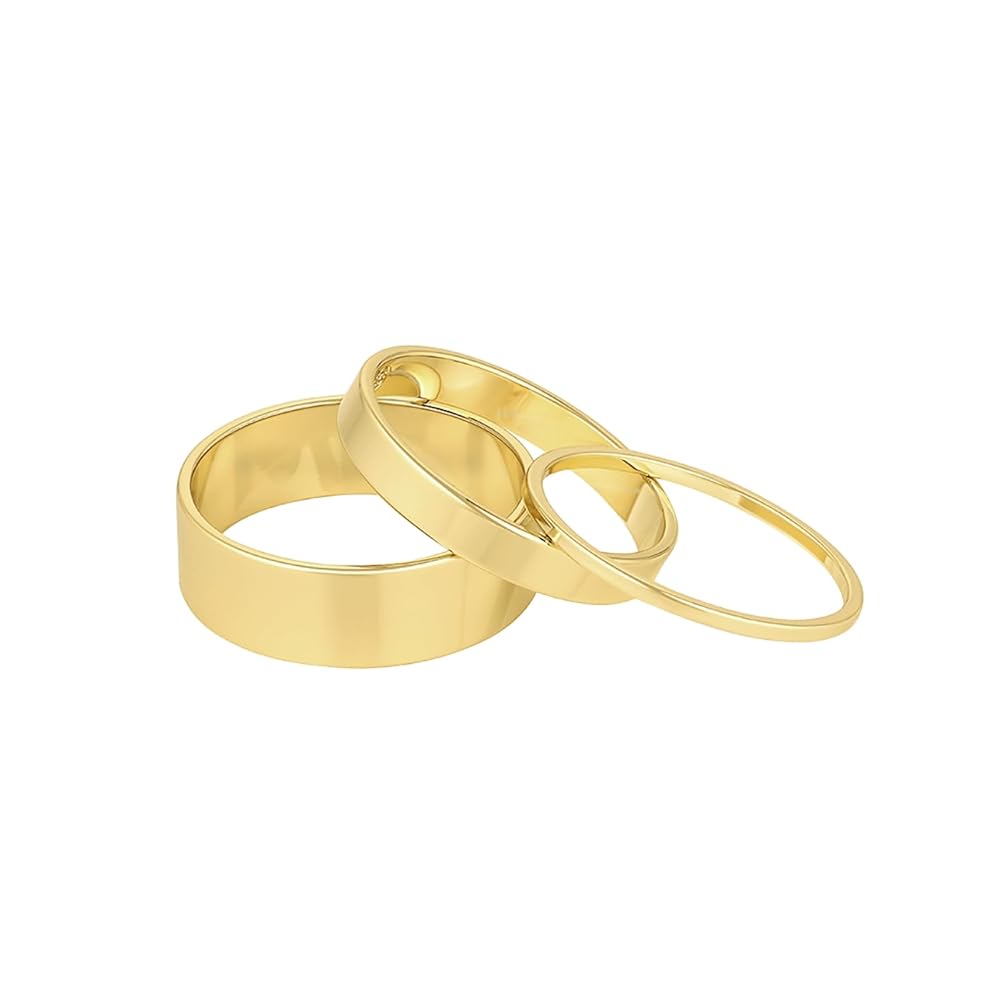 gorjana - Rose Ring Set - 18k Gold Plated Finish - Set of 3 Flat High Shine Bands