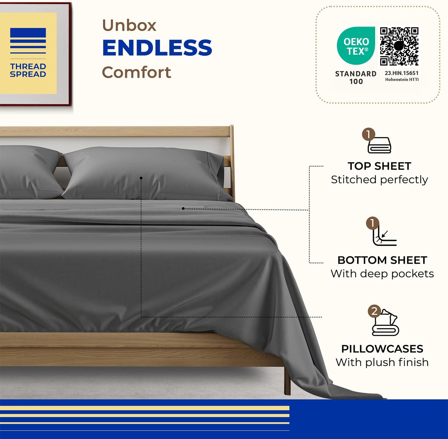 Thread Spread 100% Egyptian Cotton King Size Sheet Set