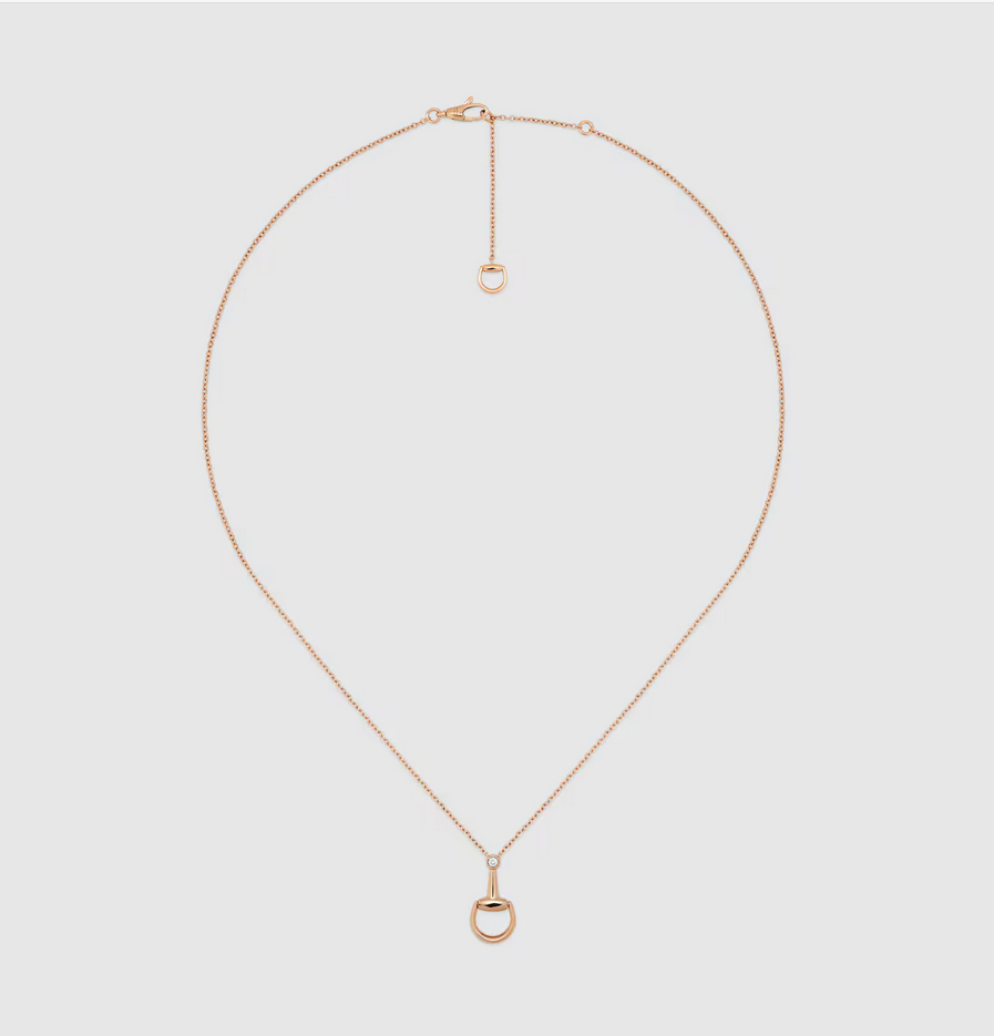 Horsebit 18k diamond pendant necklace