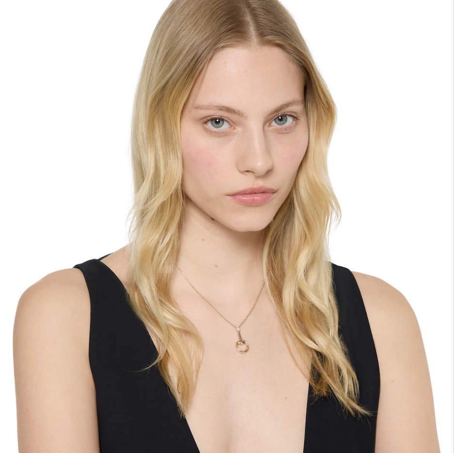 Horsebit 18k diamond pendant necklace