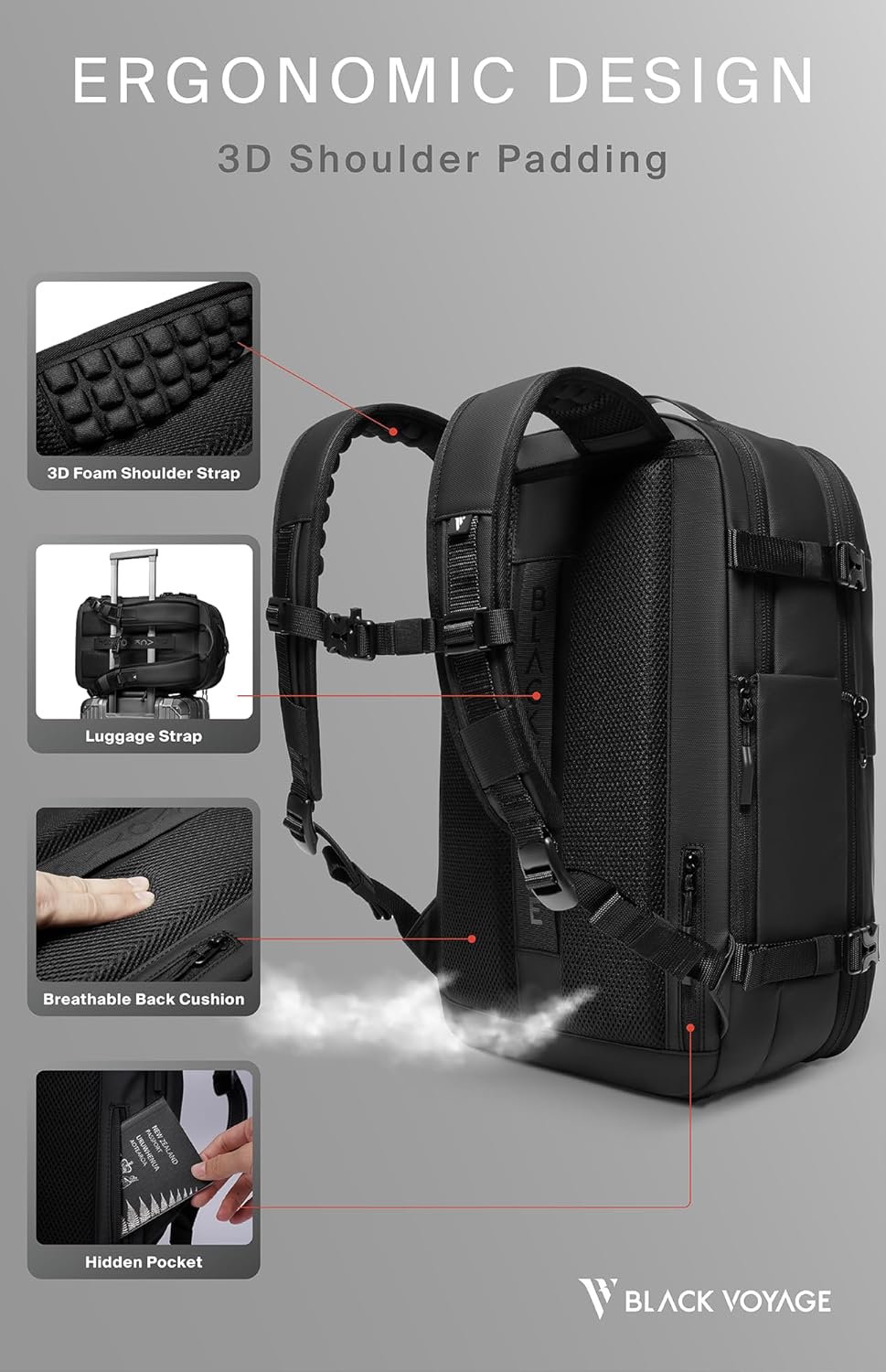 Vortex Vacuum Seal Travel Backpack 60L Expandable Air Compression System Water Resistant TSA Lock Carr