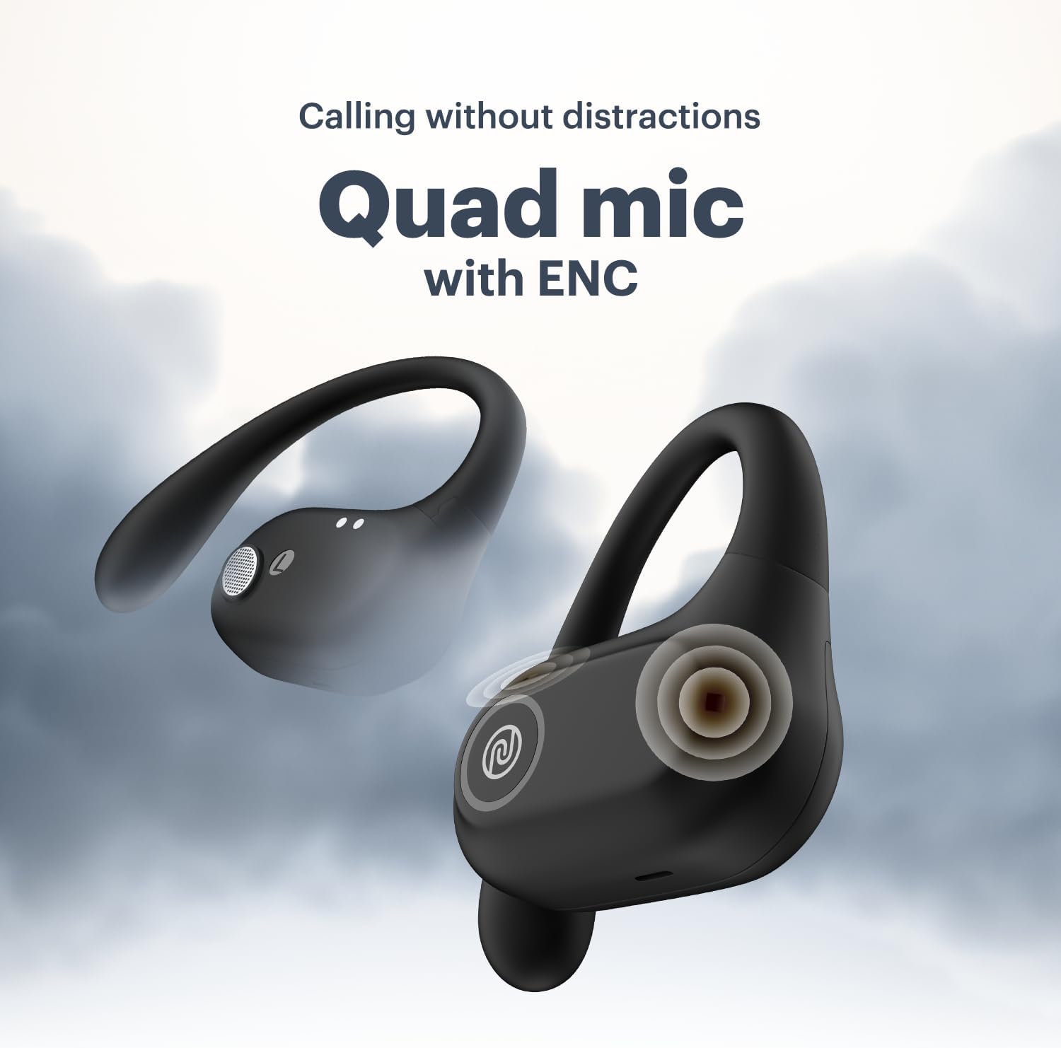 Pure Pods – Wireless Open-Ear (OWS) Earbuds with AirWave Tech, 80H Playtime, Detachab