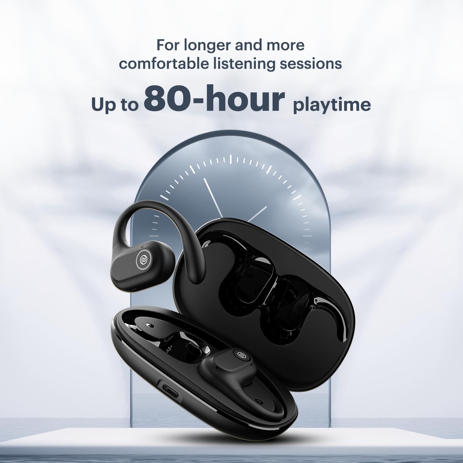Pure Pods – Wireless Open-Ear (OWS) Earbuds with AirWave Tech, 80H Playtime, Detachab