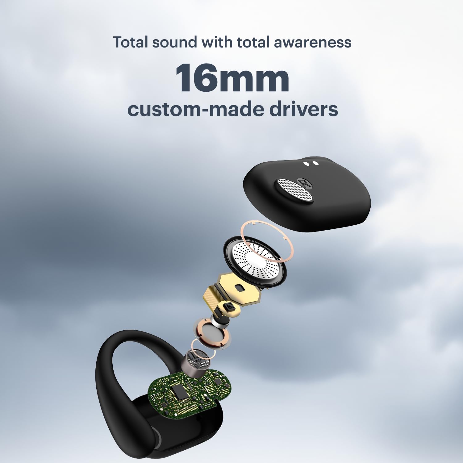 Pure Pods – Wireless Open-Ear (OWS) Earbuds with AirWave Tech, 80H Playtime, Detachab