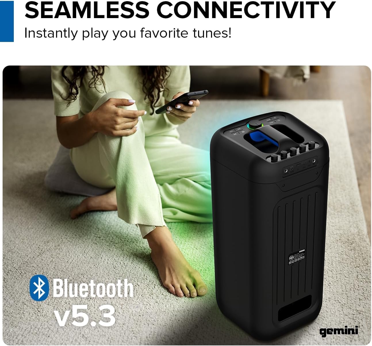 Gemini 200W Portable Bluetooth Party Speaker with Dual 6.5" Woofers