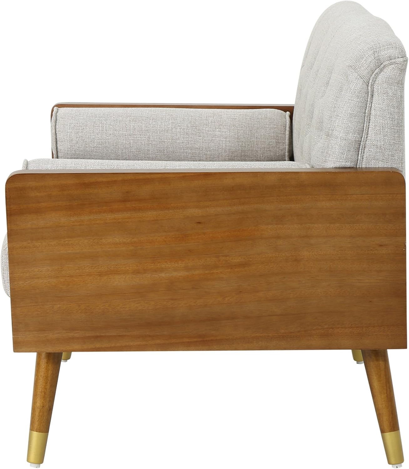 Christopher Knight Home Greta Mid Century Modern Fabric Club Chair, Beige, Dark Walnut 30.5D x 37.75W x 33H in