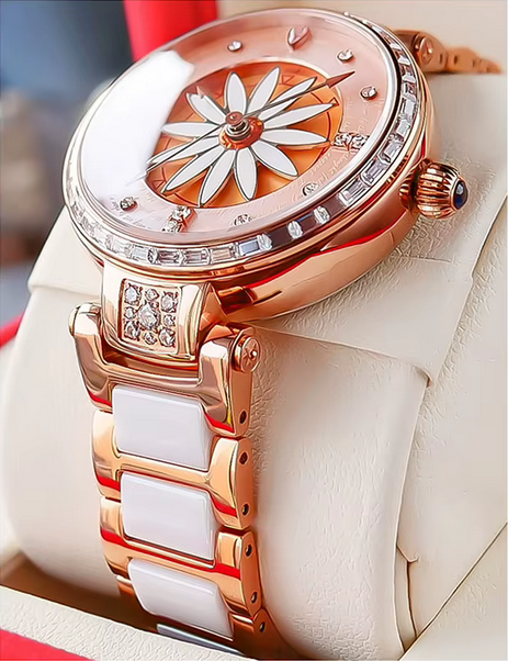 Flywheel Diamond Waterproof Lady's Automatic Mechanical Wristwatch