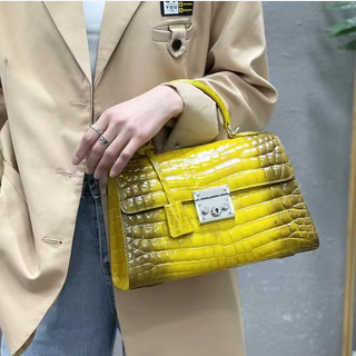 Raw alligator Real precious Crocodile skin Leather Handbag