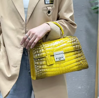 Raw alligator Real precious Crocodile skin Leather Handbag