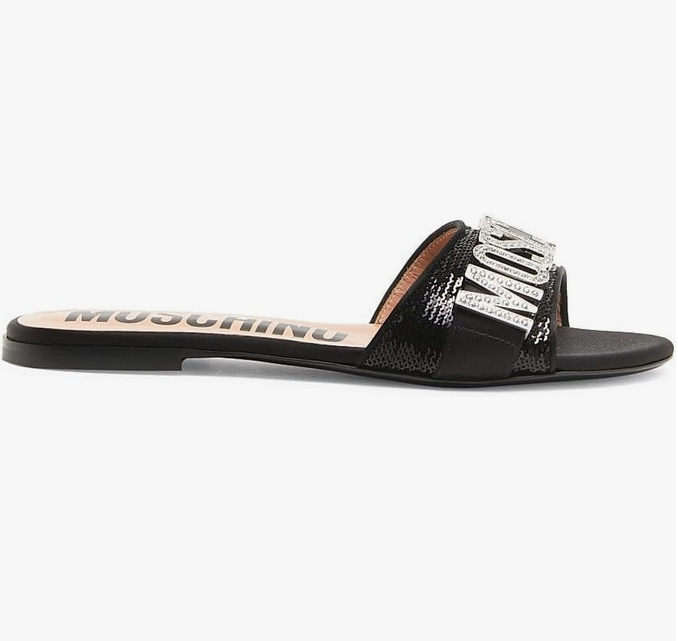Sequin & Crystal-Embellished Mules
