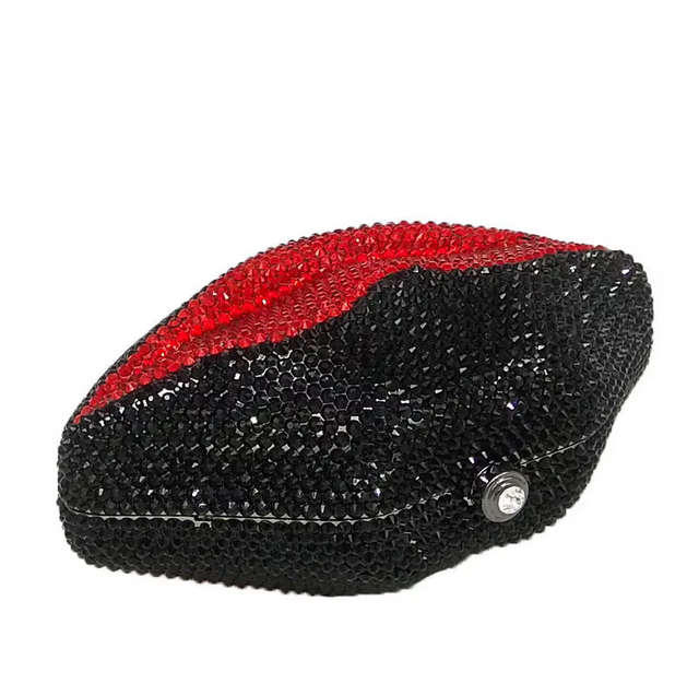 Hot Red Colorful Clutch Bling Wedding Party Lip Shape Bag