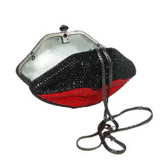 Hot Red Colorful Clutch Bling Wedding Party Lip Shape Bag