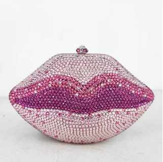 Hot Red Colorful Clutch Bling Wedding Party Lip Shape Bag