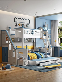 Children's high and low bunk bed