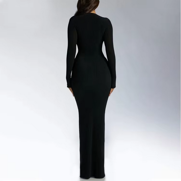 Manufacture 2023 spring elegant Deep V vacation romantic sexy slim fit bodycon party long sleeves dress