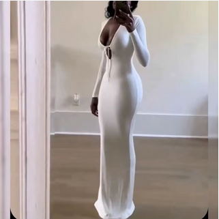 Manufacture 2023 spring elegant Deep V vacation romantic sexy slim fit bodycon party long sleeves dress