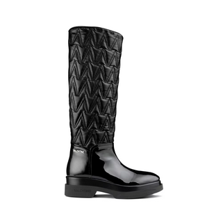 Valentino flatform boot New Product Style- Flatform High Knee Boot In Faux Leather with Matelasse' V Monogram