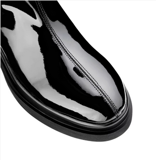 Valentino flatform boot New Product Style- Flatform High Knee Boot In Faux Leather with Matelasse' V Monogram