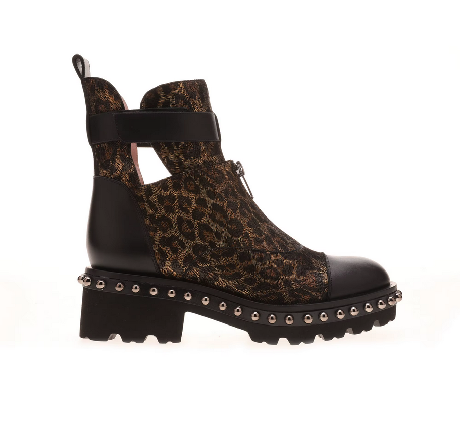 Classic leopard-grain horsehair women ankle boots shoes