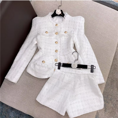 Zeasy OLX024 white bright silk two-piece women and pants set latest coat pant designs two piece clothing