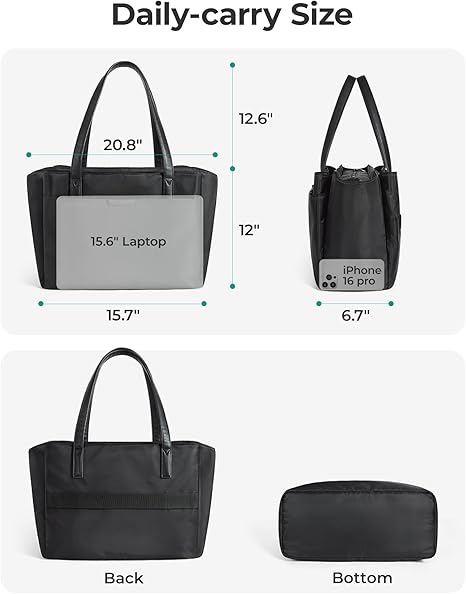 BAGSMART Tote Bag for Women, 4 Compartments Work Tote