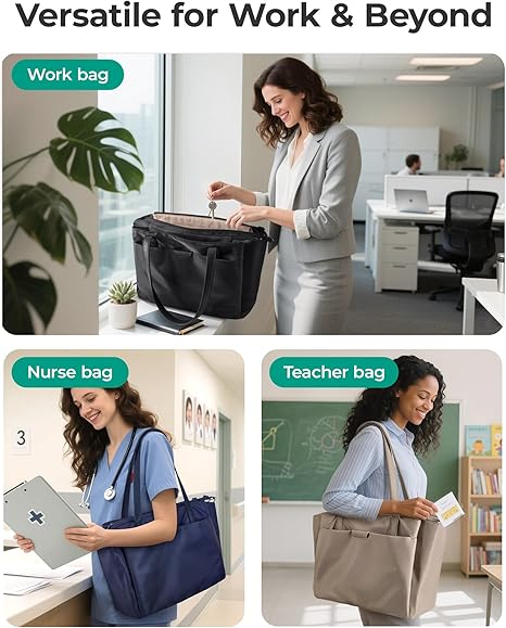 BAGSMART Tote Bag for Women, 4 Compartments Work Tote