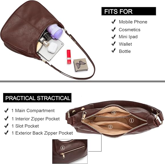 NIUEIMEE ZHOU Shoulder Bag for Women Ultra Soft Foldable V