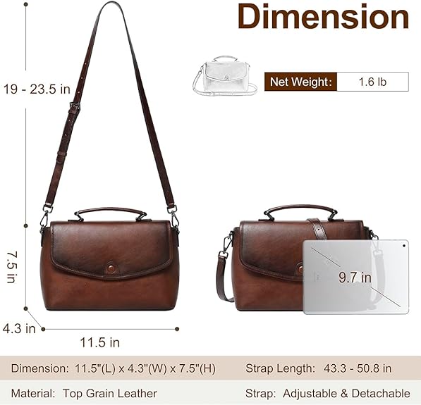 COOLCY Genuine Leather Crossbody Purses Bags for Women Top Handle Satchel Handbags