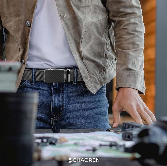 CHAOREN Mens Belt Leather Ratchet Belt - Customizable Fit, Effortless Style