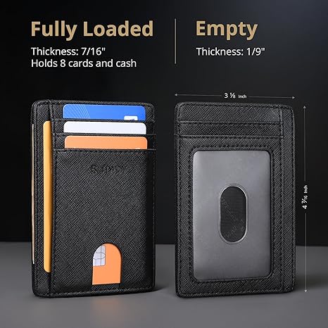 Buffway Slim Minimalist Front Pocket RFID Blocking Leather Wallets