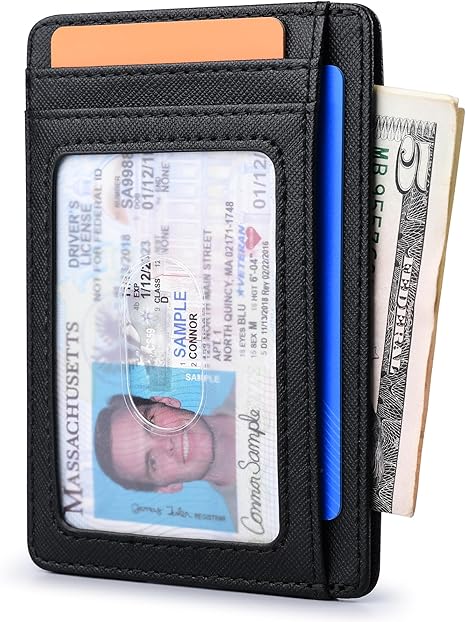 Buffway Slim Minimalist Front Pocket RFID Blocking Leather Wallets