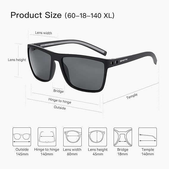 ZENOTTIC Polarized Sunglasses for Men Lightweight TR90 Frame UV400